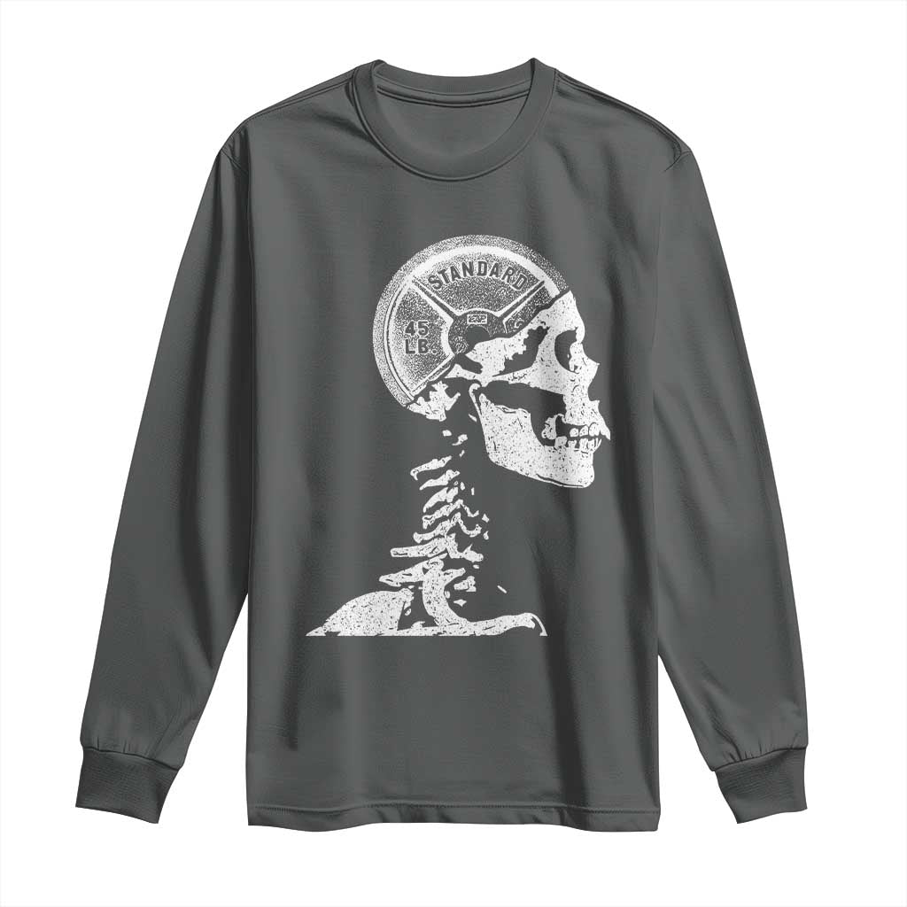 Funny Skeleton 45 lbs Plate Weight Lifting Gym Working Out Long Sleeve Shirt - Wonder Print Shop