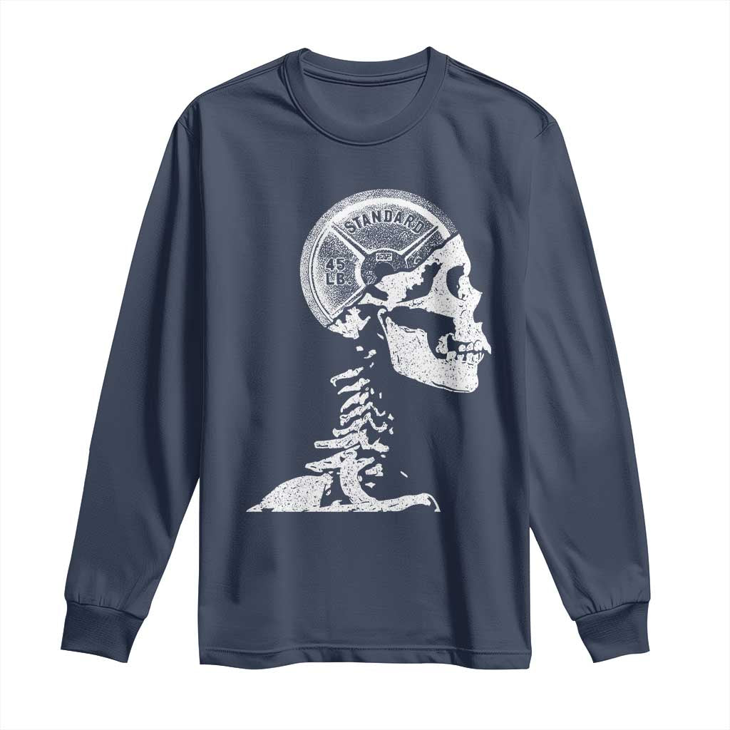 Funny Skeleton 45 lbs Plate Weight Lifting Gym Working Out Long Sleeve Shirt - Wonder Print Shop