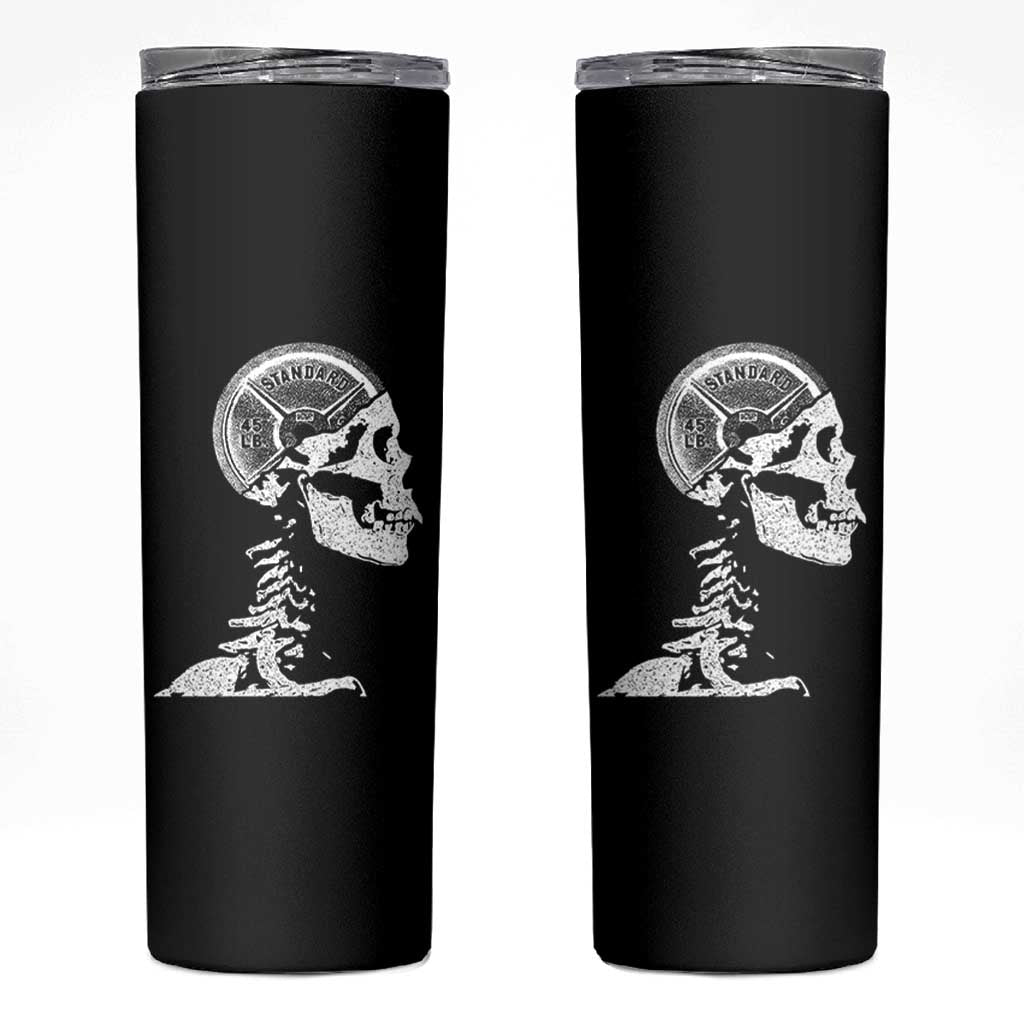 Funny Skeleton 45 lbs Plate Weight Lifting Gym Working Out Skinny Tumbler - Wonder Print Shop
