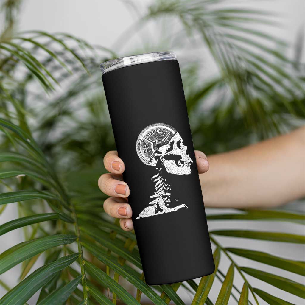 Funny Skeleton 45 lbs Plate Weight Lifting Gym Working Out Skinny Tumbler - Wonder Print Shop