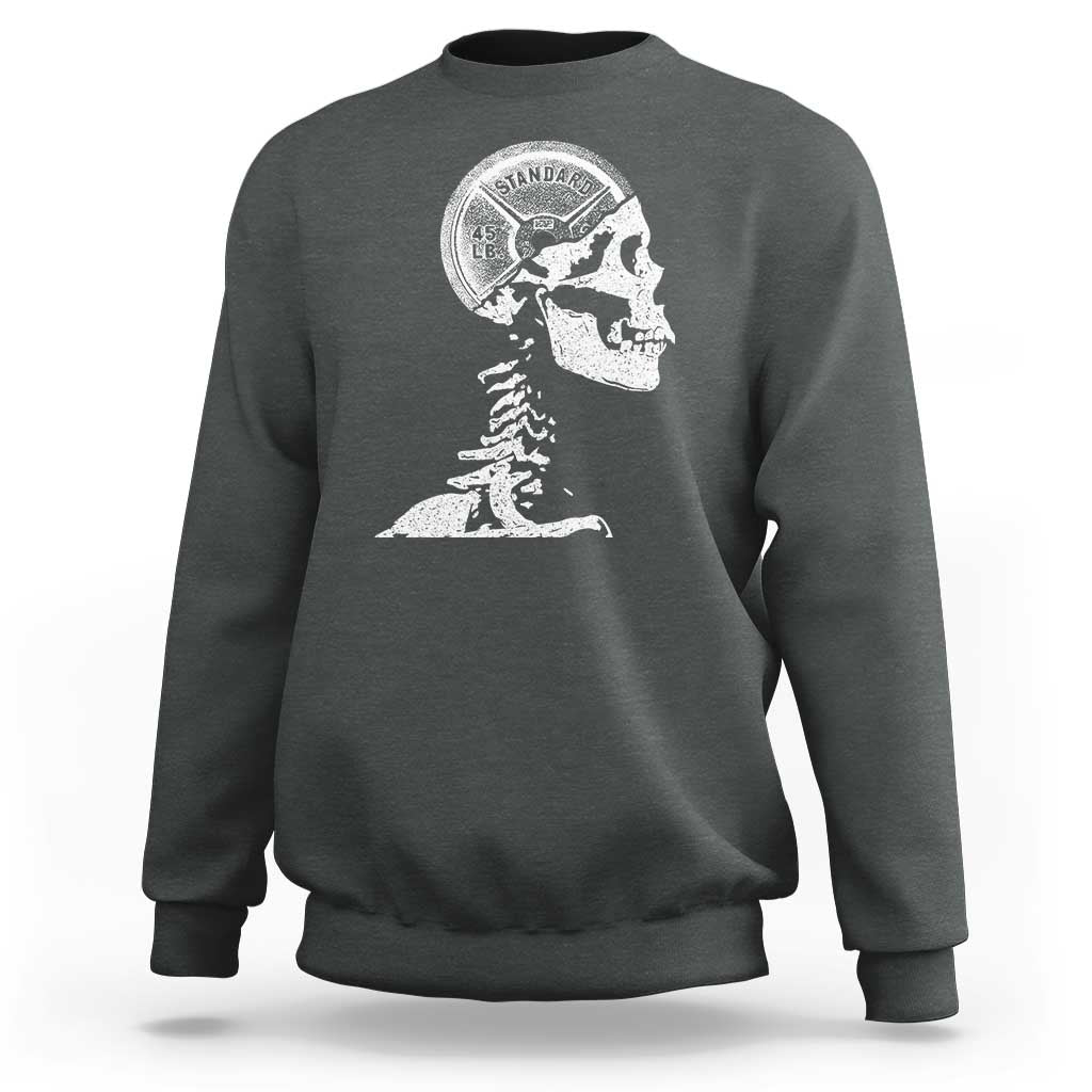 Funny Skeleton 45 lbs Plate Weight Lifting Gym Working Out Sweatshirt - Wonder Print Shop