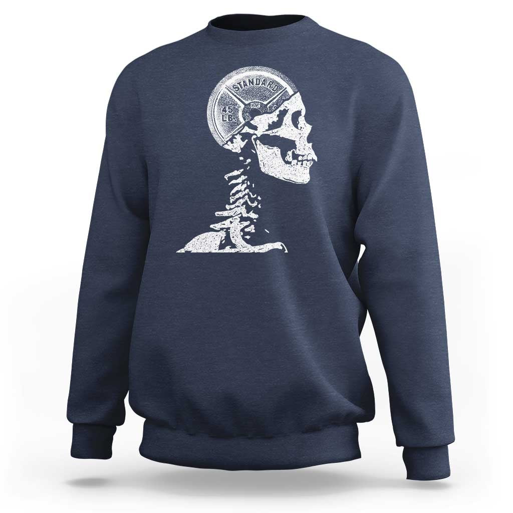 Funny Skeleton 45 lbs Plate Weight Lifting Gym Working Out Sweatshirt - Wonder Print Shop