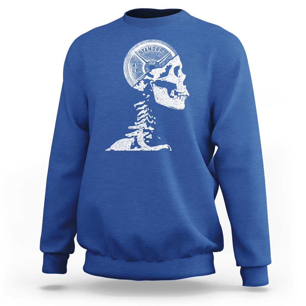 Funny Skeleton 45 lbs Plate Weight Lifting Gym Working Out Sweatshirt - Wonder Print Shop