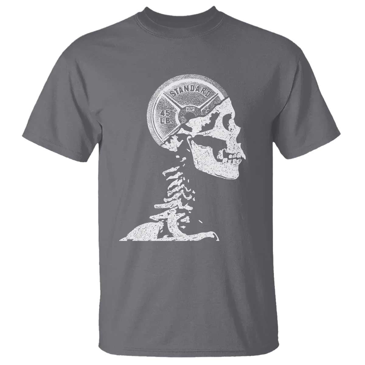 Funny Skeleton 45 lbs Plate Weight Lifting Gym Working Out T Shirt - Wonder Print Shop