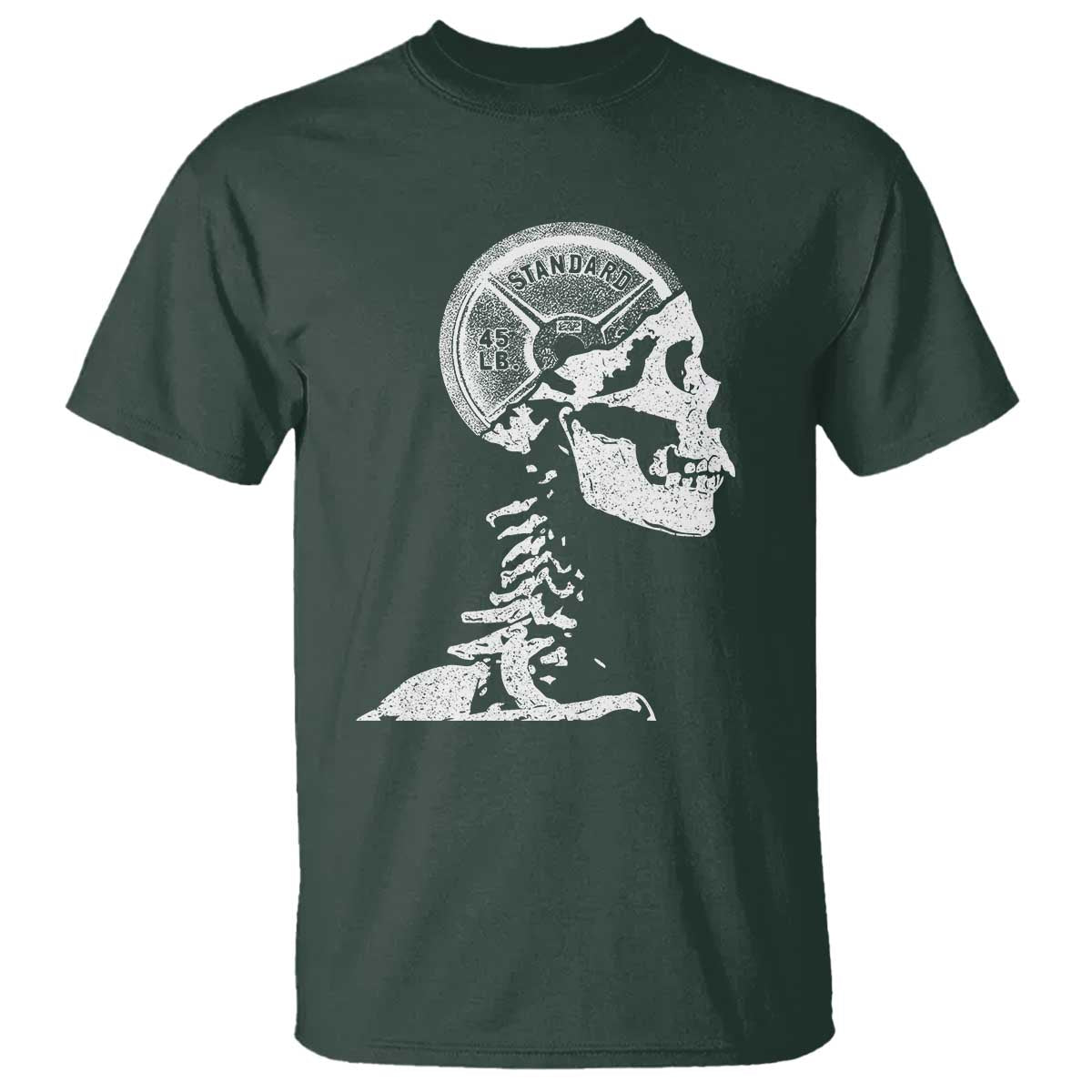 Funny Skeleton 45 lbs Plate Weight Lifting Gym Working Out T Shirt - Wonder Print Shop