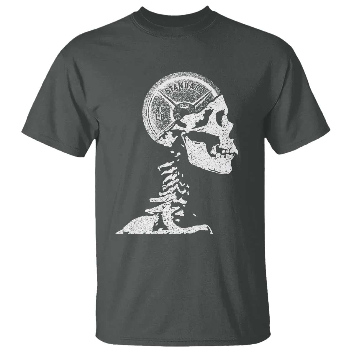 Funny Skeleton 45 lbs Plate Weight Lifting Gym Working Out T Shirt - Wonder Print Shop