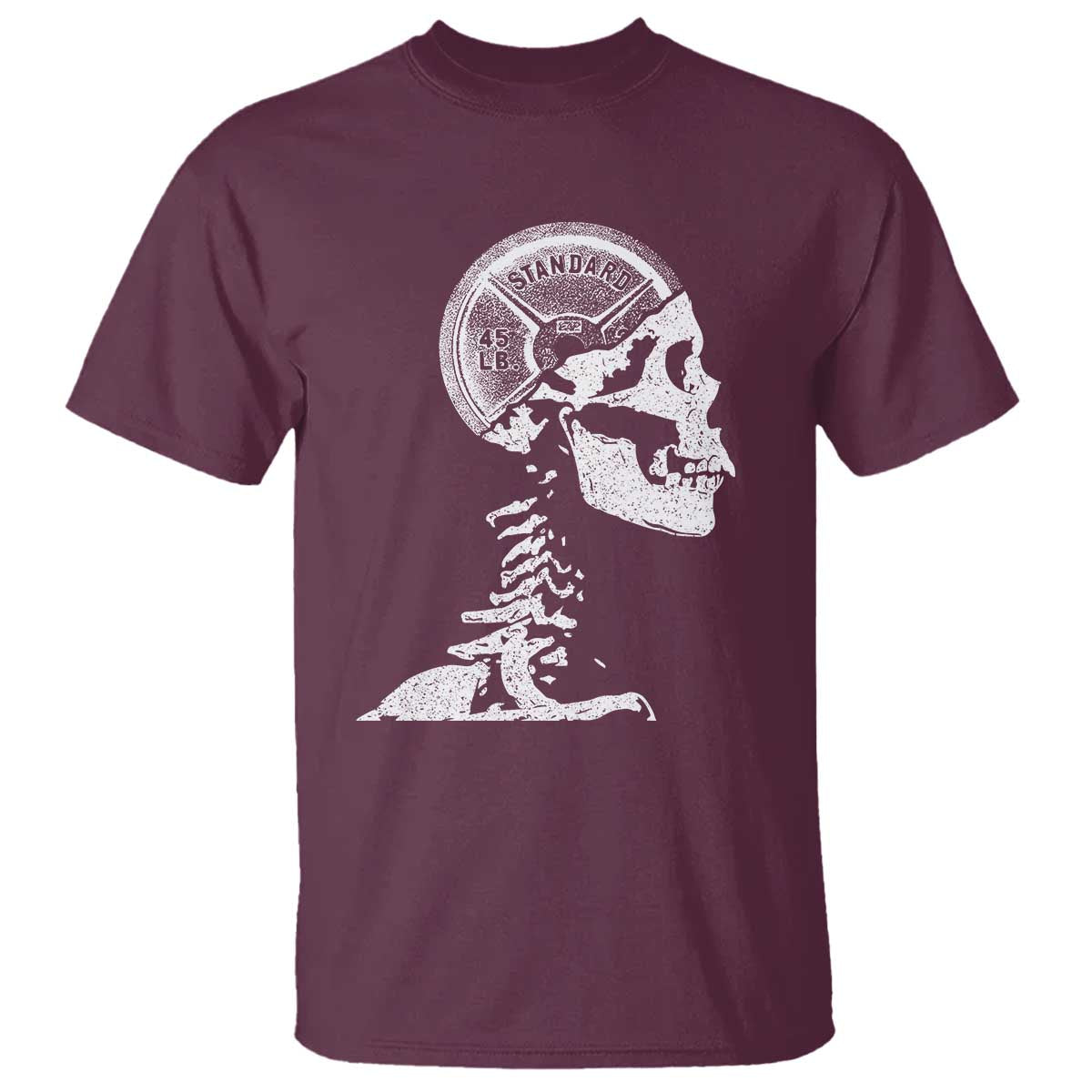 Funny Skeleton 45 lbs Plate Weight Lifting Gym Working Out T Shirt - Wonder Print Shop