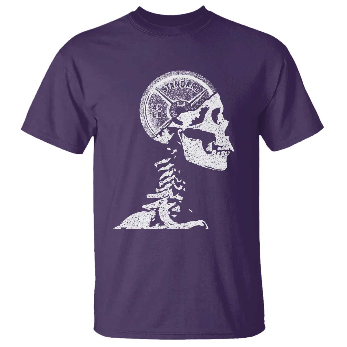 Funny Skeleton 45 lbs Plate Weight Lifting Gym Working Out T Shirt - Wonder Print Shop