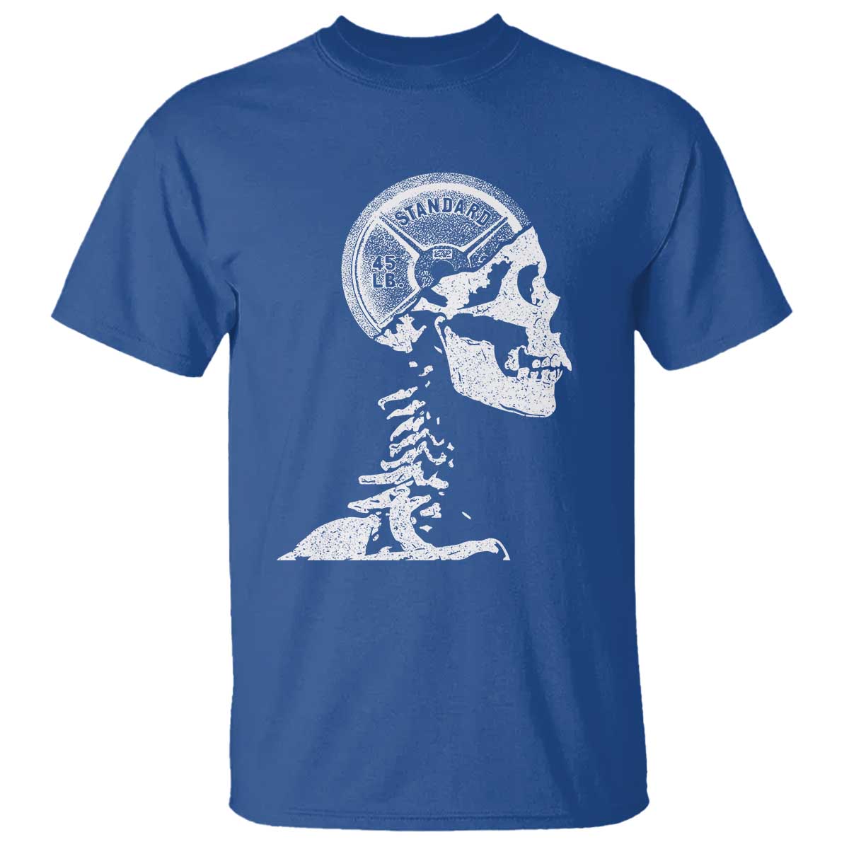 Funny Skeleton 45 lbs Plate Weight Lifting Gym Working Out T Shirt - Wonder Print Shop