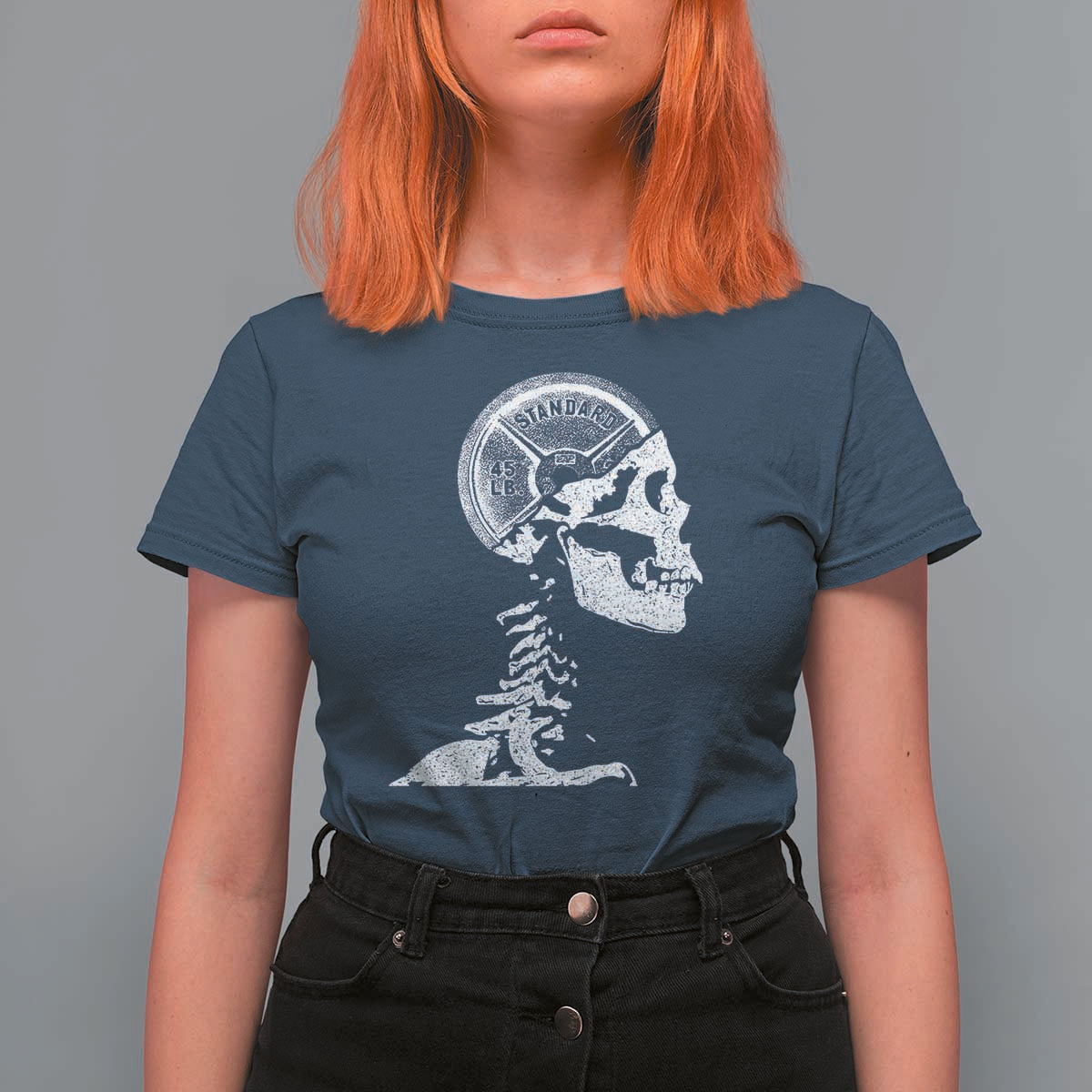 Funny Skeleton 45 lbs Plate Weight Lifting Gym Working Out T Shirt For Women - Wonder Print Shop
