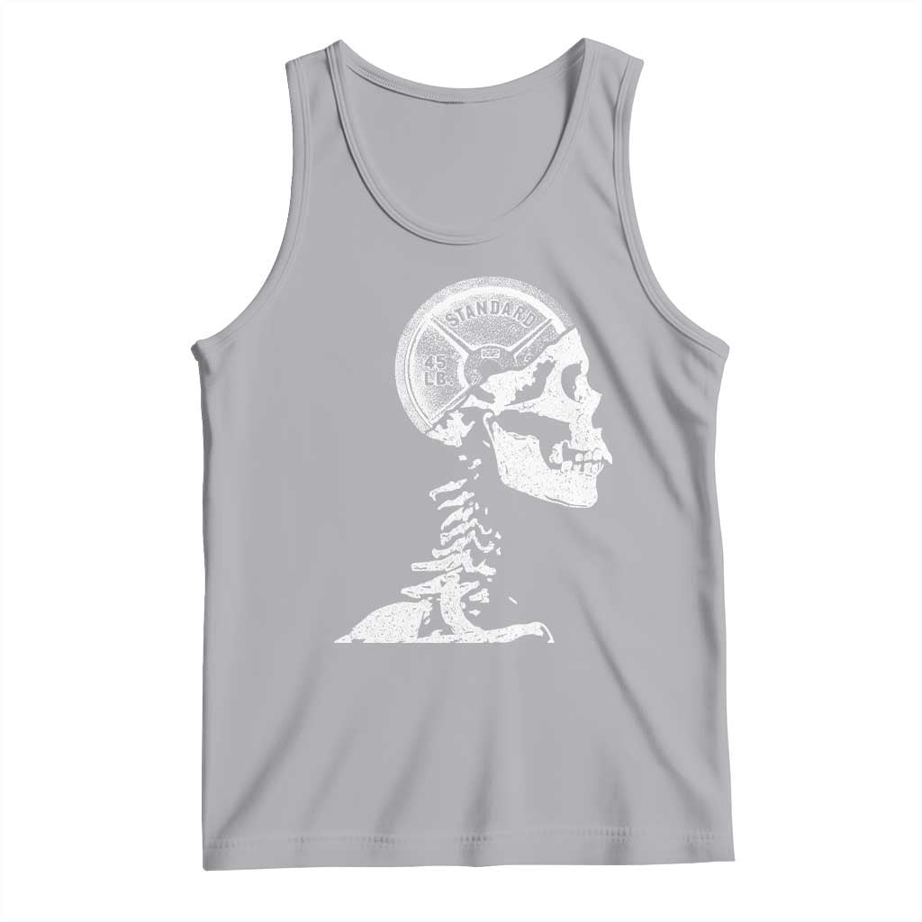 Funny Skeleton 45 lbs Plate Weight Lifting Gym Working Out Tank Top - Wonder Print Shop