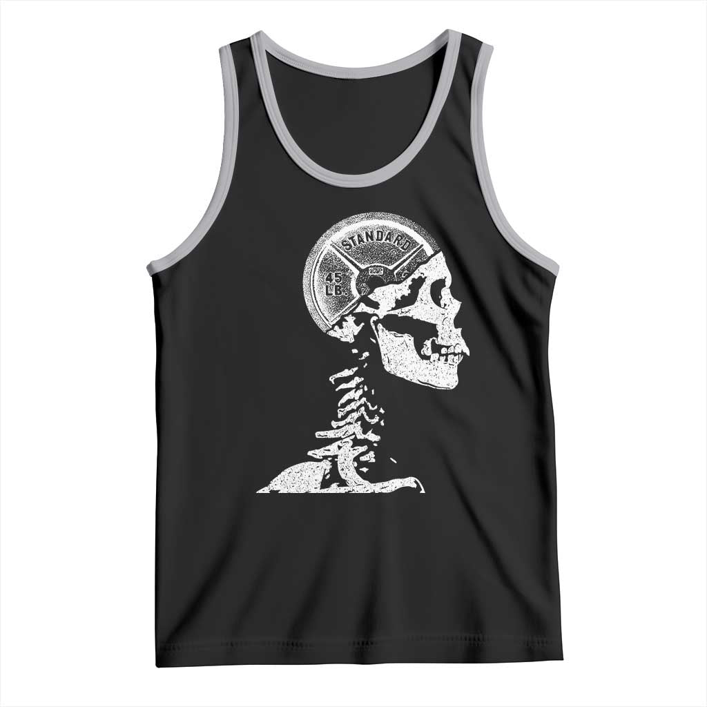 Funny Skeleton 45 lbs Plate Weight Lifting Gym Working Out Tank Top - Wonder Print Shop