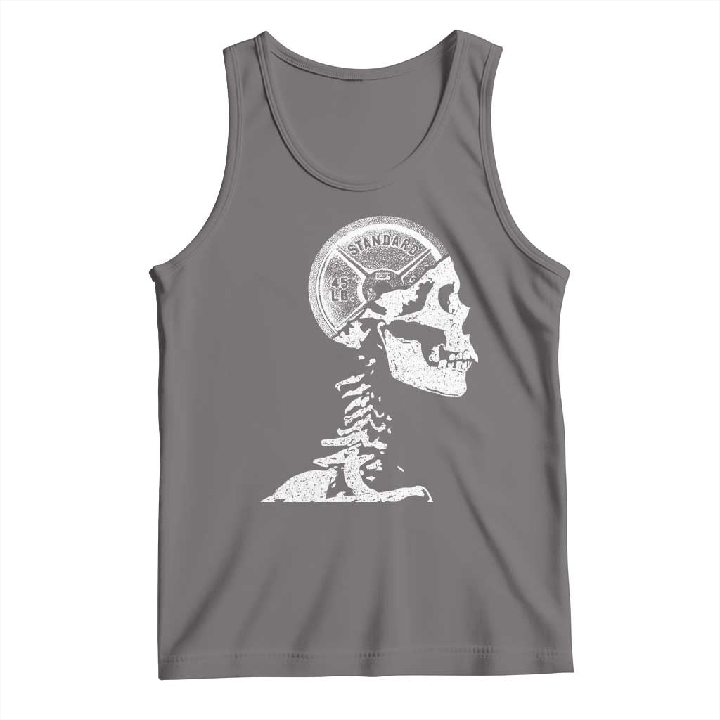 Funny Skeleton 45 lbs Plate Weight Lifting Gym Working Out Tank Top - Wonder Print Shop