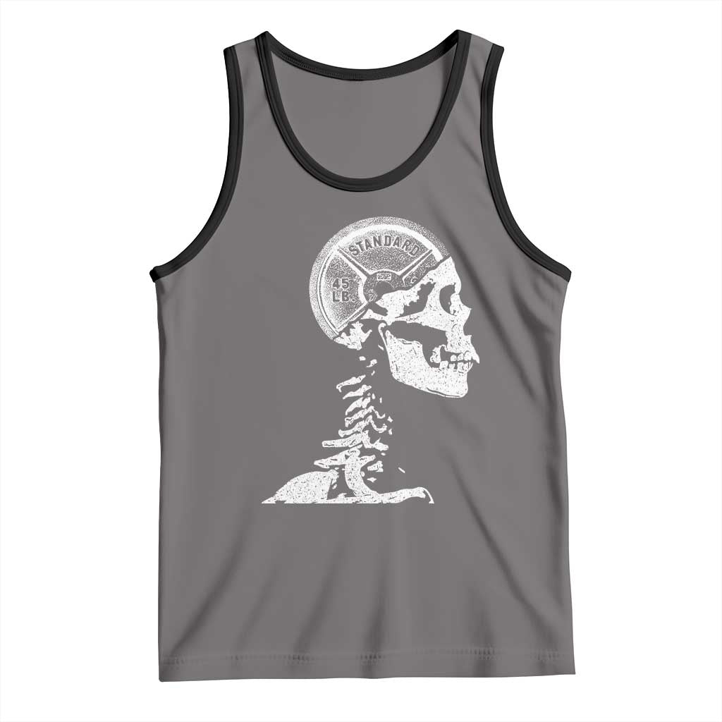 Funny Skeleton 45 lbs Plate Weight Lifting Gym Working Out Tank Top - Wonder Print Shop