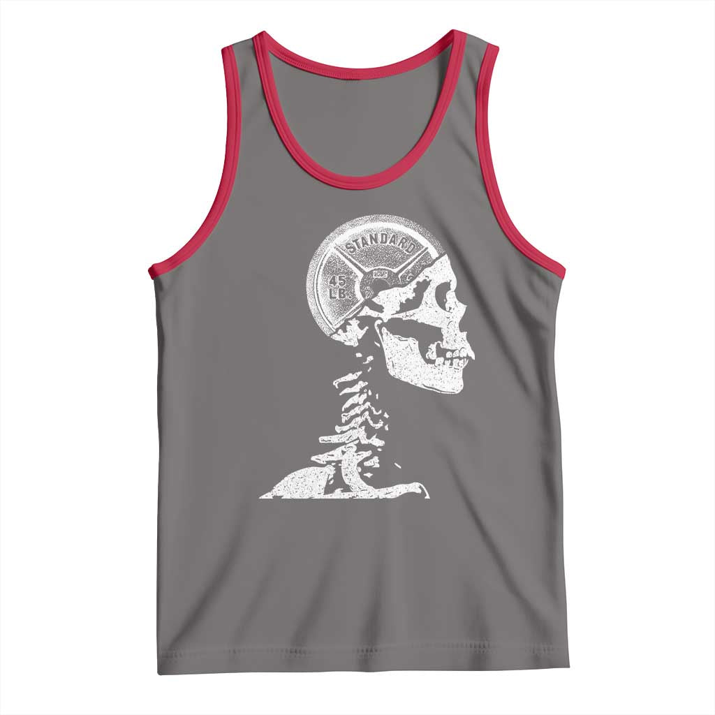 Funny Skeleton 45 lbs Plate Weight Lifting Gym Working Out Tank Top - Wonder Print Shop