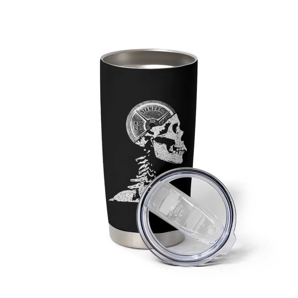 Funny Skeleton 45 lbs Plate Weight Lifting Gym Working Out Tumbler Cup - Wonder Print Shop