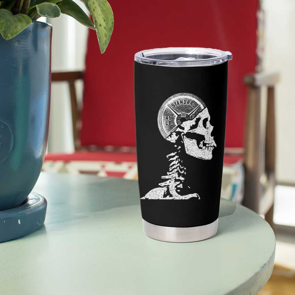 Funny Skeleton 45 lbs Plate Weight Lifting Gym Working Out Tumbler Cup - Wonder Print Shop