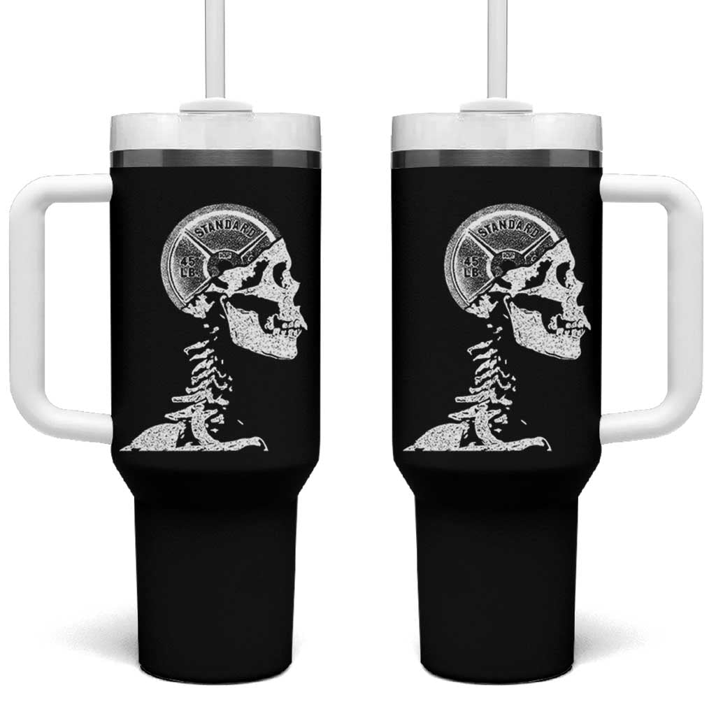 Funny Skeleton 45 lbs Plate Weight Lifting Gym Working Out Tumbler With Handle - Wonder Print Shop