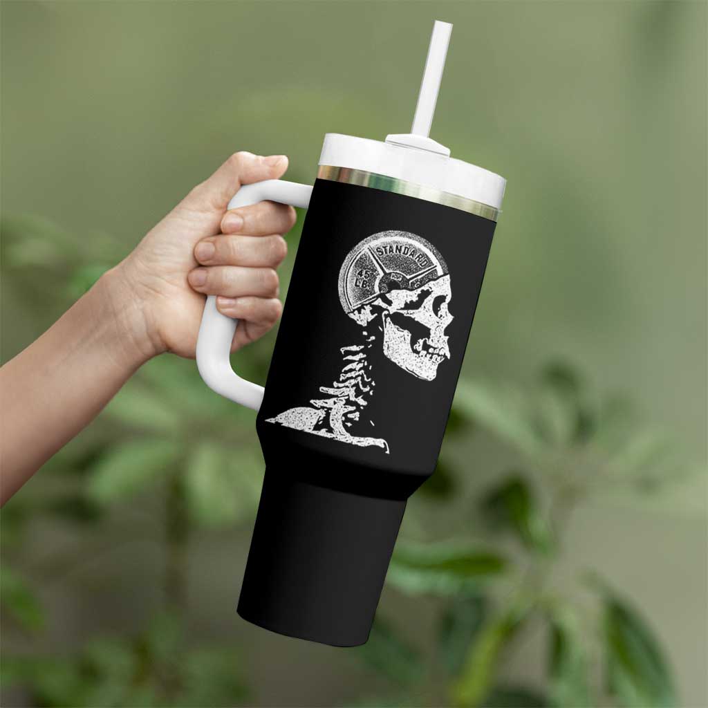 Funny Skeleton 45 lbs Plate Weight Lifting Gym Working Out Tumbler With Handle - Wonder Print Shop