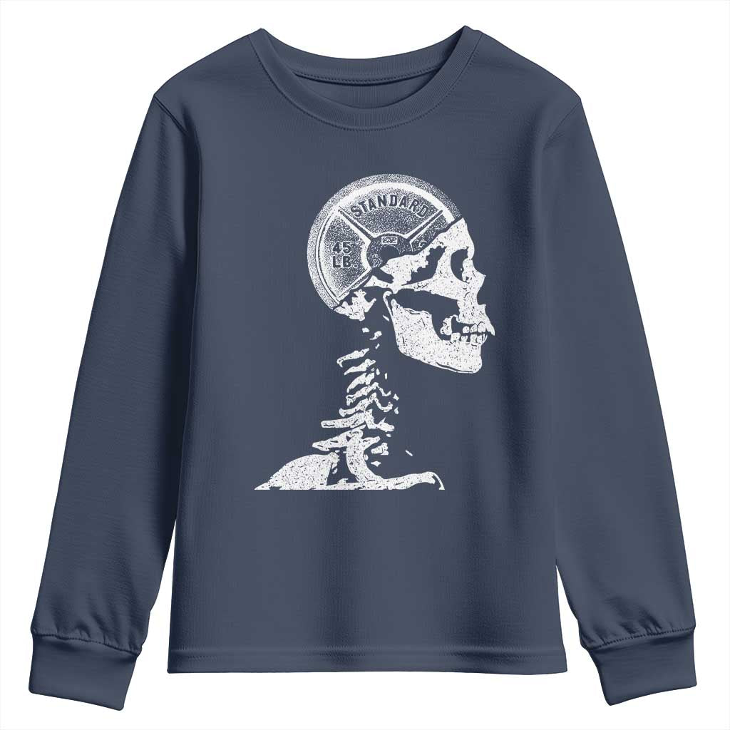 Funny Skeleton 45 lbs Plate Weight Lifting Gym Working Out Youth Sweatshirt - Wonder Print Shop