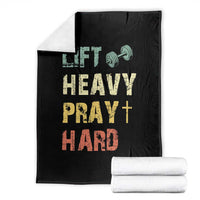 Lift Heavy Pray Hard Throw Blanket Christian Workout Jesus Gym Lifting Retro Cross - Wonder Print Shop
