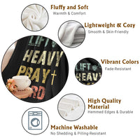 Lift Heavy Pray Hard Throw Blanket Christian Workout Jesus Gym Lifting Retro Cross - Wonder Print Shop