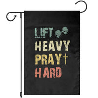 Lift Heavy Pray Hard Garden Flag Christian Workout Jesus Gym Lifting Retro Cross - Wonder Print Shop