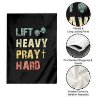 Lift Heavy Pray Hard Garden Flag Christian Workout Jesus Gym Lifting Retro Cross - Wonder Print Shop