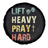 Lift Heavy Pray Hard Spare Tire Cover Christian Workout Jesus Gym Lifting Retro Cross - Wonder Print Shop