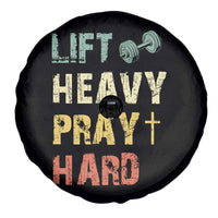 Lift Heavy Pray Hard Spare Tire Cover Christian Workout Jesus Gym Lifting Retro Cross - Wonder Print Shop