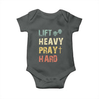 Lift Heavy Pray Hard Baby Onesie Christian Workout Jesus Gym Lifting Retro Cross - Wonder Print Shop