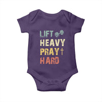 Lift Heavy Pray Hard Baby Onesie Christian Workout Jesus Gym Lifting Retro Cross - Wonder Print Shop