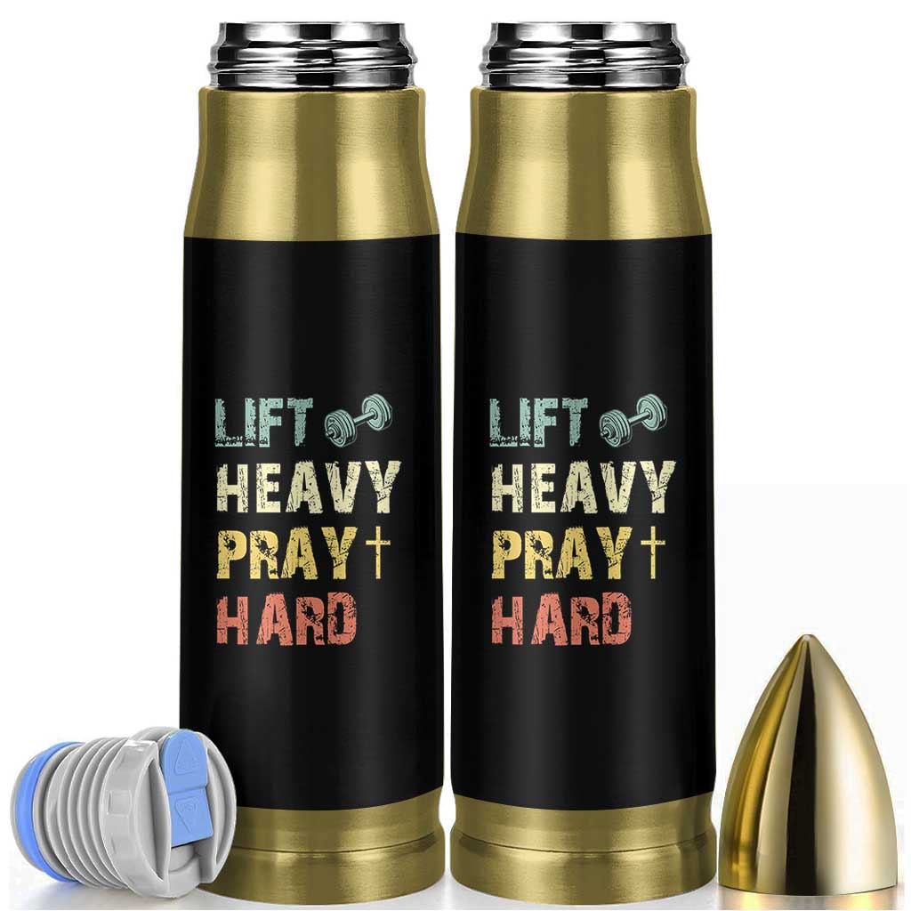 Lift Heavy Pray Hard Bullet Tumbler Christian Workout Jesus Gym Lifting Retro Cross - Wonder Print Shop