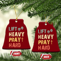 Lift Heavy Pray Hard Ceramic Ornament Christian Workout Jesus Gym Lifting Retro Cross - Wonder Print Shop