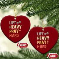 Lift Heavy Pray Hard Ceramic Ornament Christian Workout Jesus Gym Lifting Retro Cross - Wonder Print Shop