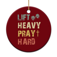 Lift Heavy Pray Hard Ceramic Ornament Christian Workout Jesus Gym Lifting Retro Cross - Wonder Print Shop
