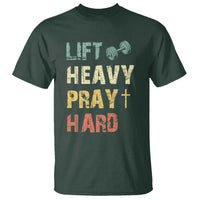 Lift Heavy Pray Hard T Shirt Christian Workout Jesus Gym Lifting Retro Cross - Wonder Print Shop