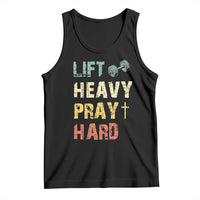 Lift Heavy Pray Hard Tank Top Christian Workout Jesus Gym Lifting Retro Cross - Wonder Print Shop