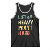 Lift Heavy Pray Hard Tank Top Christian Workout Jesus Gym Lifting Retro Cross - Wonder Print Shop