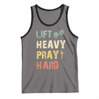 Lift Heavy Pray Hard Tank Top Christian Workout Jesus Gym Lifting Retro Cross - Wonder Print Shop