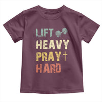 Lift Heavy Pray Hard Toddler T Shirt Christian Workout Jesus Gym Lifting Retro Cross - Wonder Print Shop