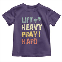 Lift Heavy Pray Hard Toddler T Shirt Christian Workout Jesus Gym Lifting Retro Cross - Wonder Print Shop