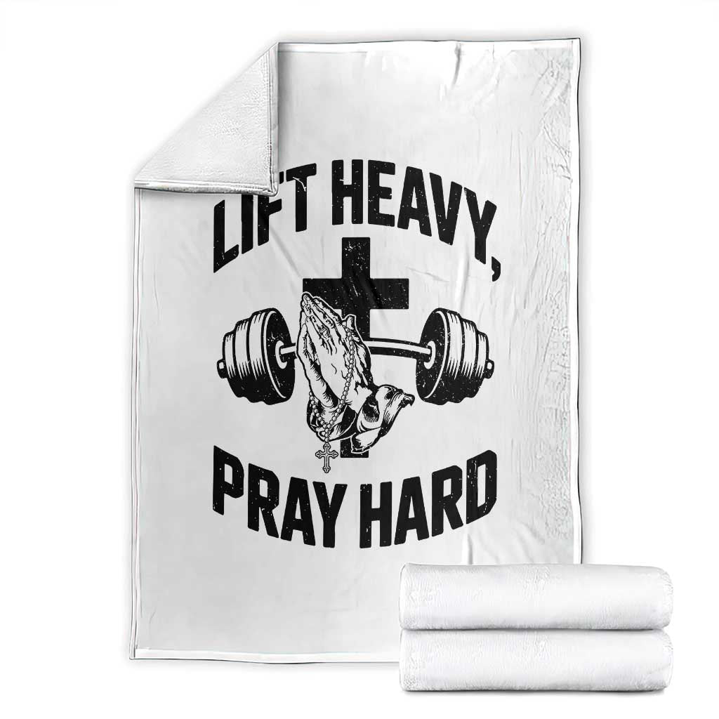 Lift Heavy Pray Hard Throw Blanket Christian Workout Jesus Gym Lifting - Wonder Print Shop