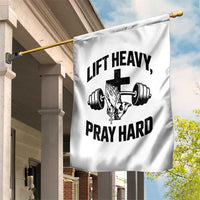 Lift Heavy Pray Hard Garden Flag Christian Workout Jesus Gym Lifting - Wonder Print Shop