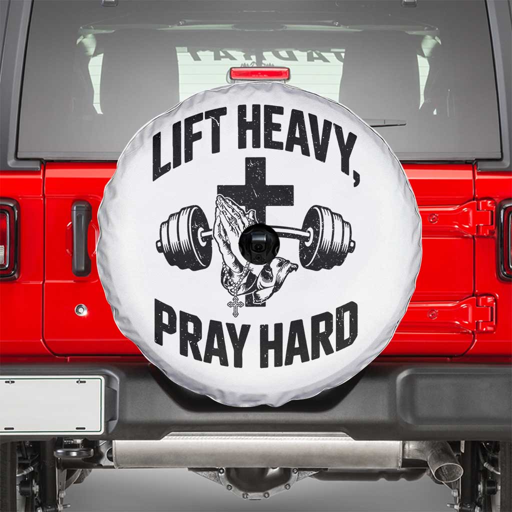 Lift Heavy Pray Hard Spare Tire Cover Christian Workout Jesus Gym Lifting - Wonder Print Shop