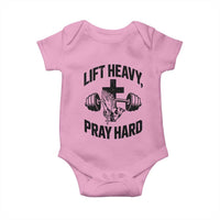 Lift Heavy Pray Hard Baby Onesie Christian Workout Jesus Gym Lifting - Wonder Print Shop