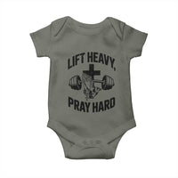 Lift Heavy Pray Hard Baby Onesie Christian Workout Jesus Gym Lifting - Wonder Print Shop