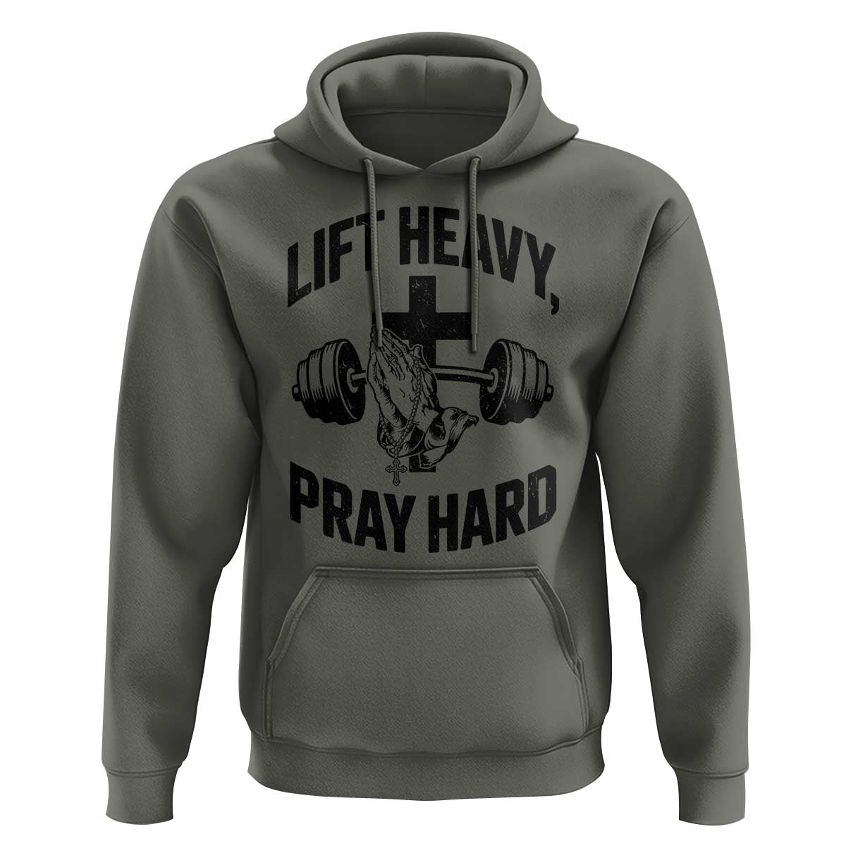 Lift Heavy Pray Hard Hoodie Christian Workout Jesus Gym Lifting - Wonder Print Shop