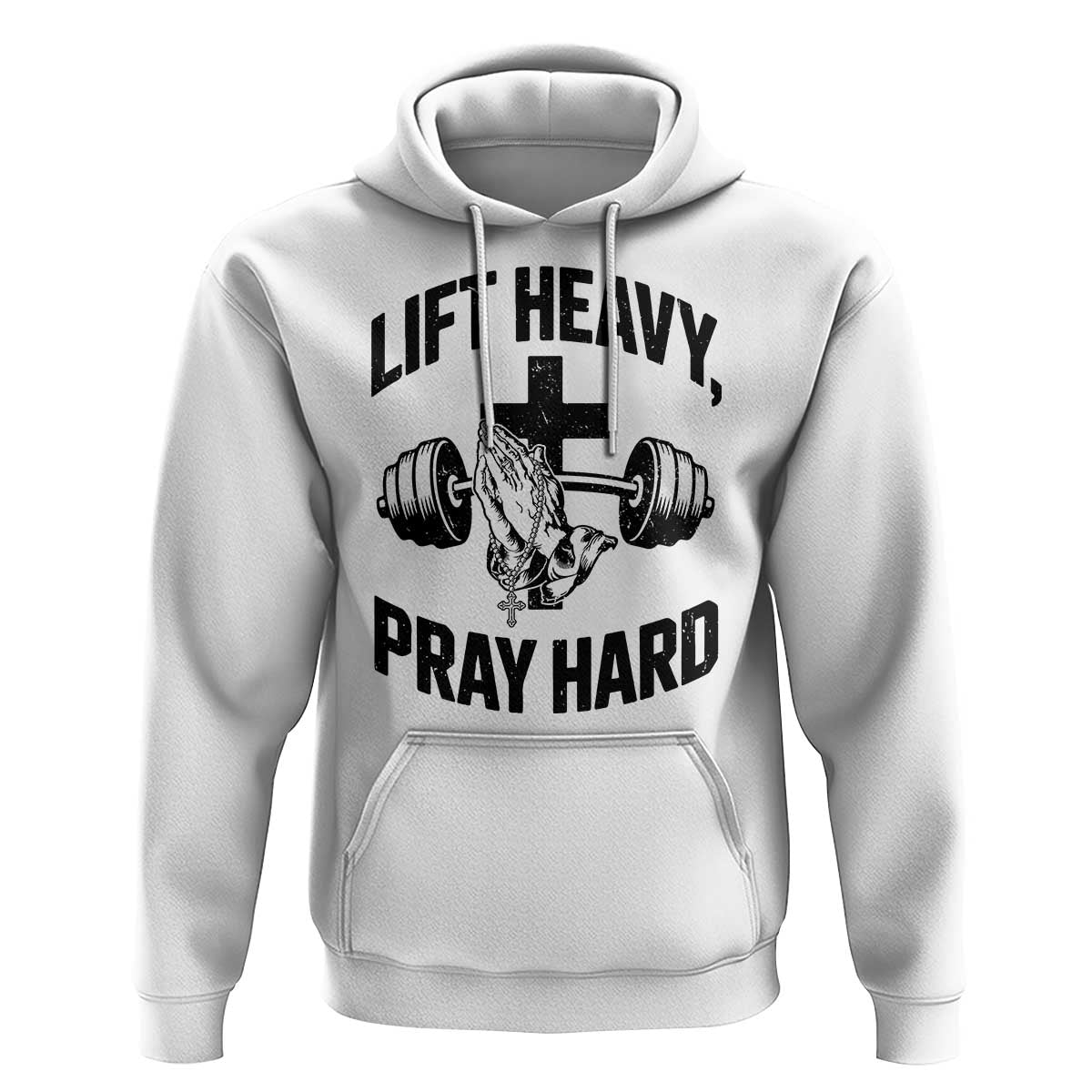 Lift Heavy Pray Hard Hoodie Christian Workout Jesus Gym Lifting - Wonder Print Shop