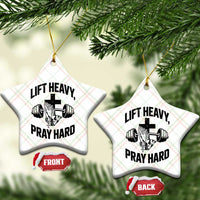 Lift Heavy Pray Hard Ceramic Ornament Christian Workout Jesus Gym Lifting - Wonder Print Shop